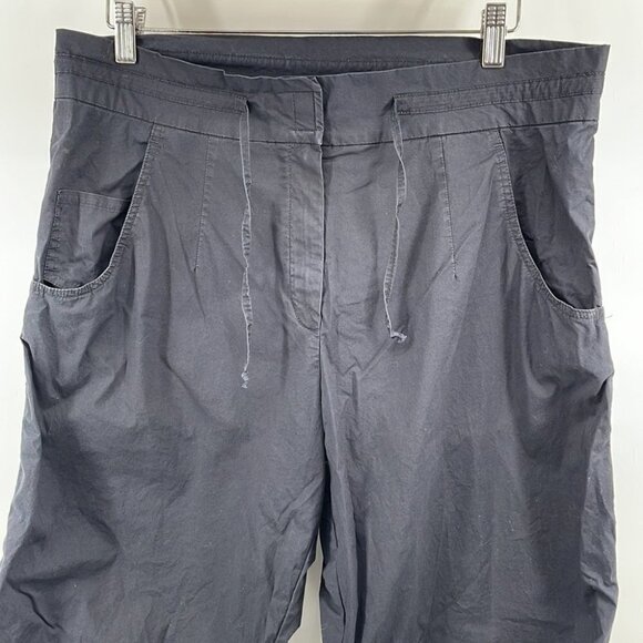 ANNETTE Gortz Cinched crop pants lagenlook black cotton elastic blend sz 10 - Picture 3 of 11